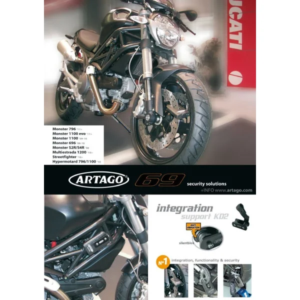 Soporte para candado Artago Kit integracin 69 Ducati 796/1100evo 11 696/1100 08