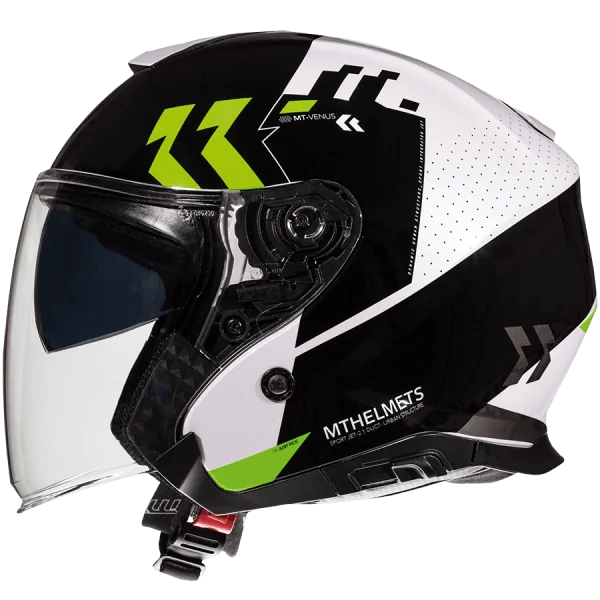 Casco Jet Mt  Thunder 3 Sv Jet Venus A6 Verde Fluor Perla Brillo