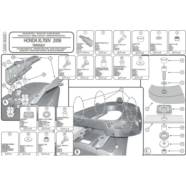 Adaptador Givi Baul Monolock C/M5M Honda Xlv Transalp 700 08 A 12