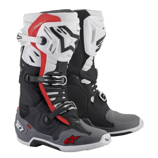Botas Alpinestars Tech 10 Supervented Black White Mid Gray Red |2010520-1213|