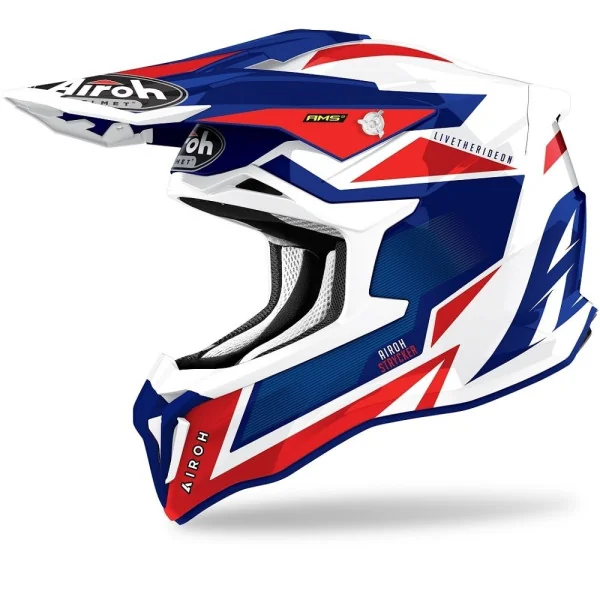 Casco Airoh Striker Axe Azul Rojo Brillo |STKA55|