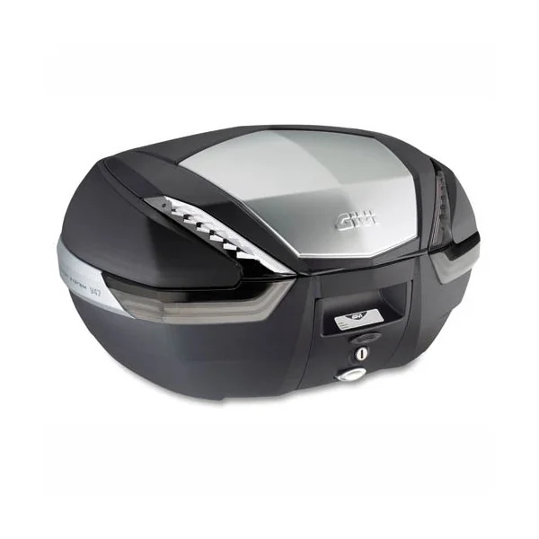 Baúl Givi Monokey 47l. V47 Neg. Base Catadioptrico Transparente Aluminio |V47NT|