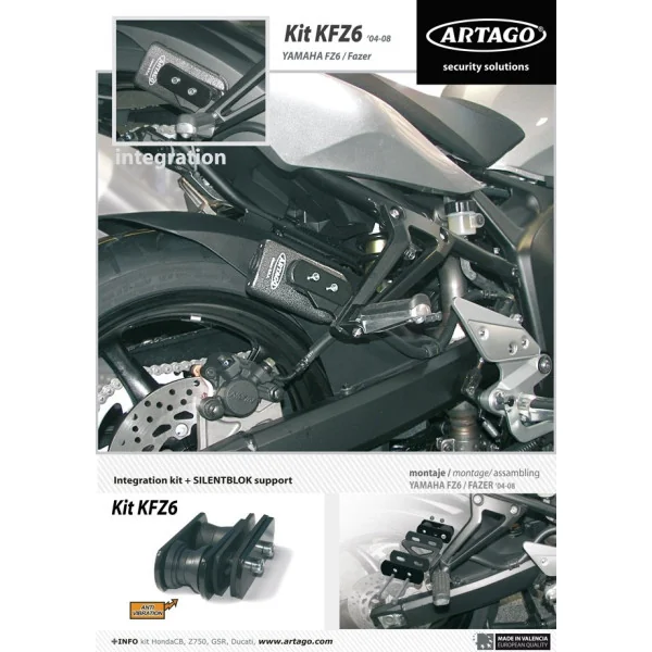 Soporte para candado Artago Kit integracin 69 Yamaha FZ6/Fazer04-09 Ref KFZ6