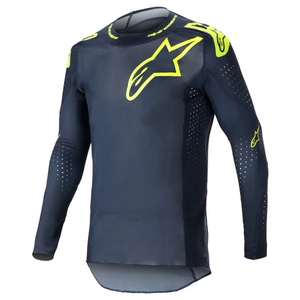 Camiseta Alpinestars Supertech Bruin Night Navy Amarillo Fluor |3760623-7455|