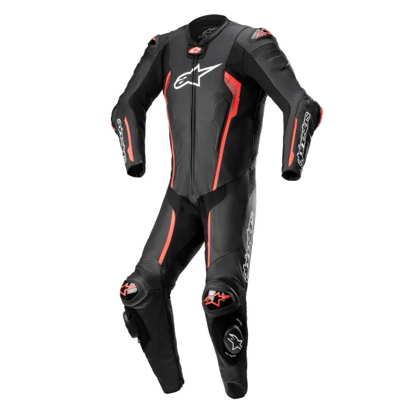 Mono Alpinestars Missile V2 Leather 1 Pc Negro Rojo Fluor |3150122-1030|