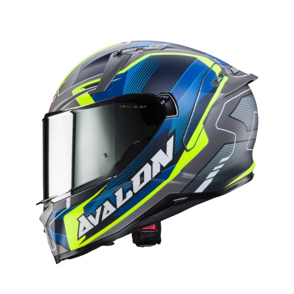 Casco Caberg Avalon X Optic Gris Mate Azul Amarillo Fluor |C2QI60L8|