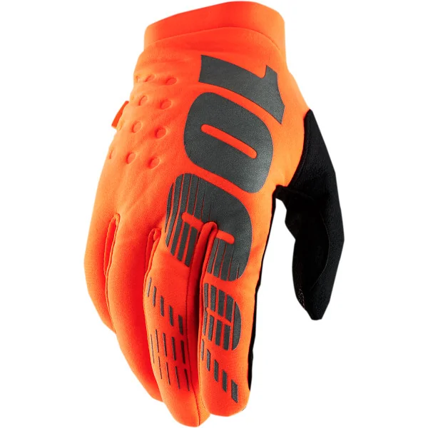 Guantes 100% Brisker Negro Naranja Fluor |33307187|