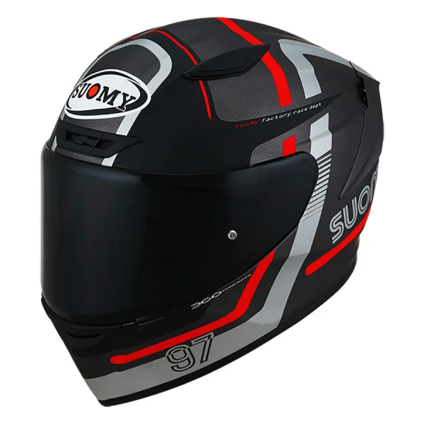 Casco Suomy Track-1 Ninety Seven Mate Gun Metal Rojo |K6T10002|