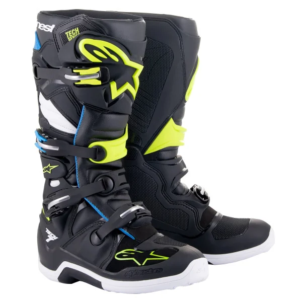 Botas Alpinestars Tech 7 Negro Enamel Azul Amarillo Fluor |2012014-1795|