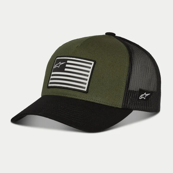 Gorra Alpinestars Flag Snapback Negro Verde Militar |1211-81013-6910|