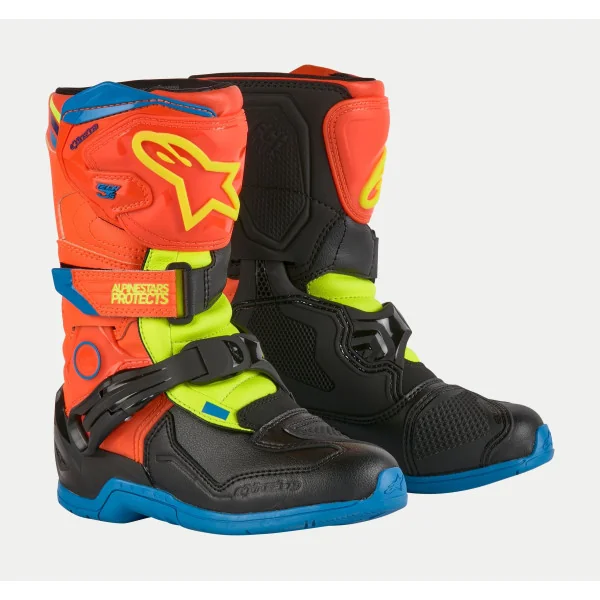 Botas Alpinestars Kids Tech 3S Naranja Fluor Azul Amarillo Fluor |2014524-4755|