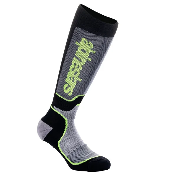 Calcetines Alpinestars Infantil Mx Plus Negro Gris Amarillo Fluor |4742324-175|