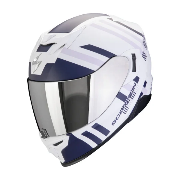 Casco Scorpion Exo-520 Evo Air Banshee Blanco Mate Azul |172-447-330|