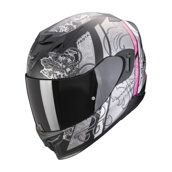 Casco Scorpion Exo-520 Evo Air Fasta Negro Mate Plata Rosa |172-361-320|