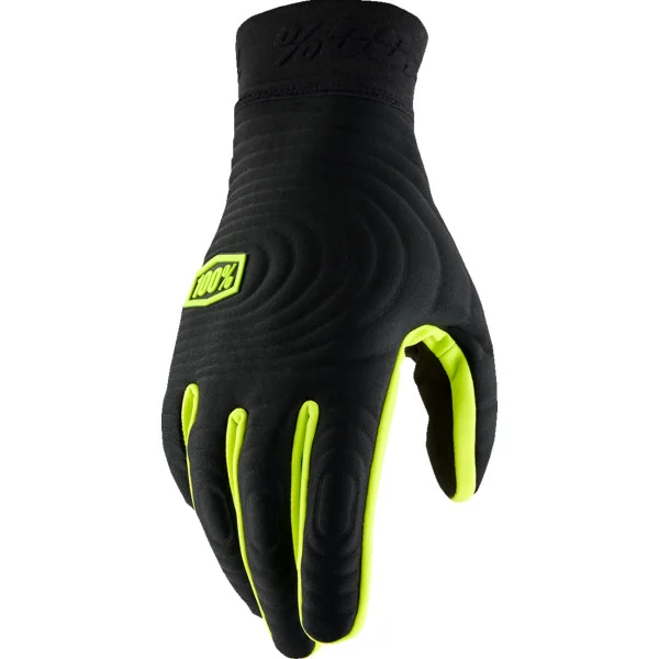 Guantes 100% Brisker Xtreme Negro Amarillo Fluor |33307837|