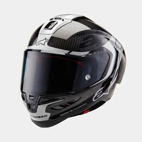 Casco Alpinestars Supertech R10 Element Negro Carbon Plata Brillo