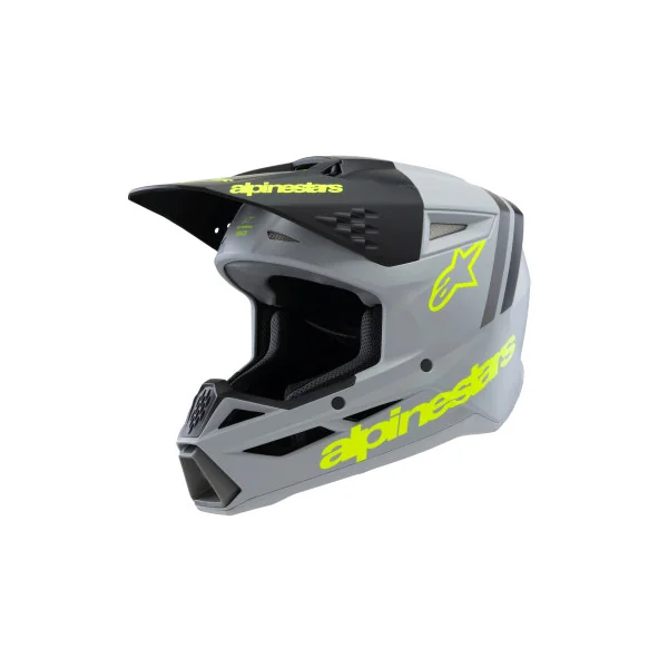 Casco Alpinestars Sm3 Infantil Radium Gris Negro Amarillo Mate |8301925-9510|