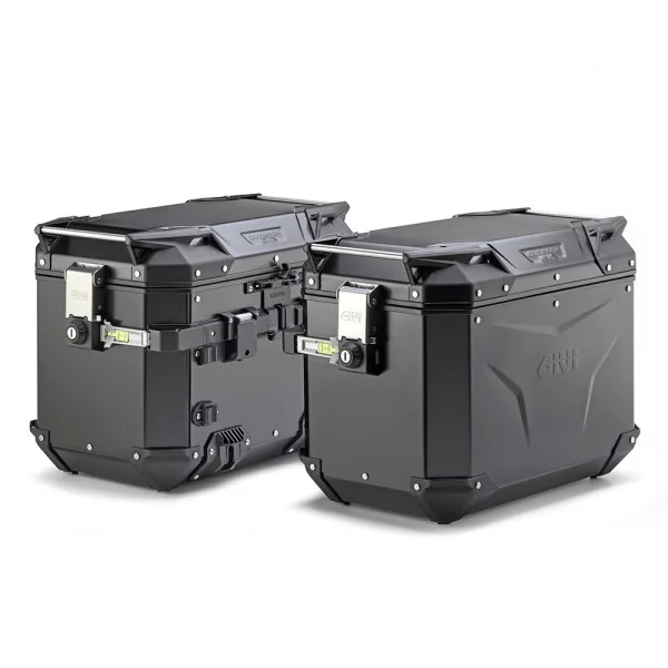 Maletas Laterales Trekker Outback Evo Black Line Aluminio 48 L. |OBKE48BPACK2|