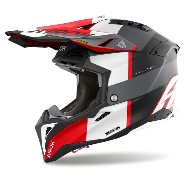 Casco Airoh Aviator 3 Monarch Gris Rojo Mate |AV3M16|