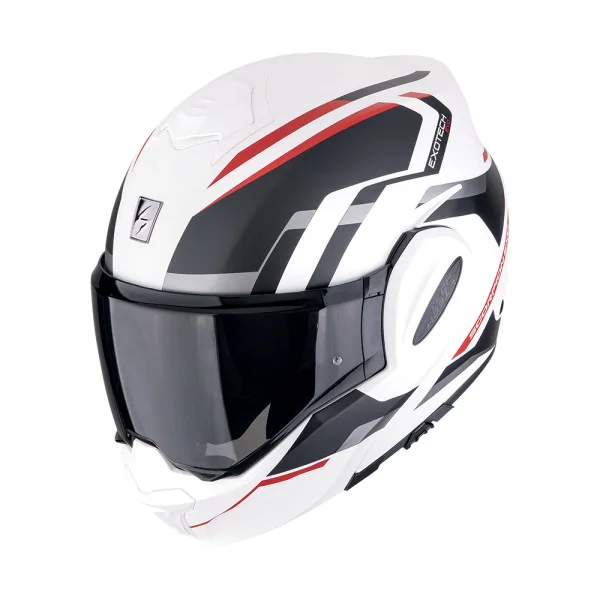 Casco Scorpion Exo-Tech Evo Furio Blanco Mate Negro Rojo |118-210-292|