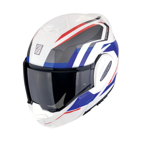 Casco Scorpion Exo-Tech Evo Furio Blanco Rojo Azul |118-210-359|