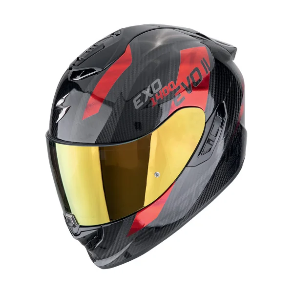 Casco Scorpion Exo-1400 Evo II Carbon Air Platted Negro Rojo |140-483-24|