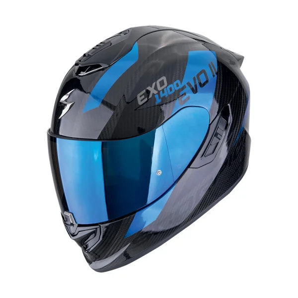 Casco Scorpion Exo-1400 Evo II Carbon Air Platted Negro Azul |140-483-66|