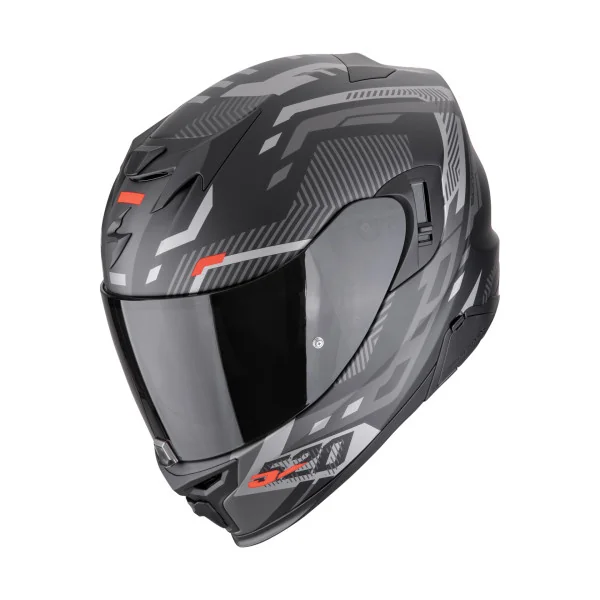 Casco Scorpion Exo-520 Evo Air Ranka Negro Mate Plata Rojo |172-494-262|