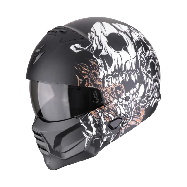 Casco Scorpion Exo-Combat II Genesis Negro Mate Blanco Oro |182-485-353|