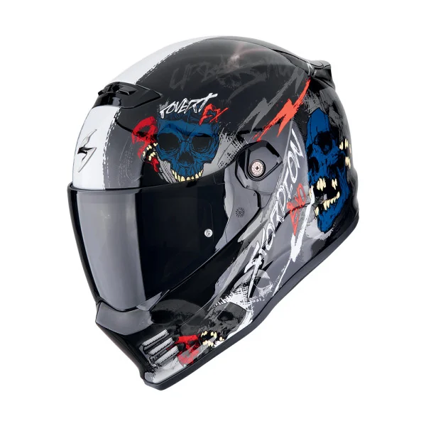 Casco Scorpion Covert Fx Skullz Negro Gris Rojo |186-502-339|