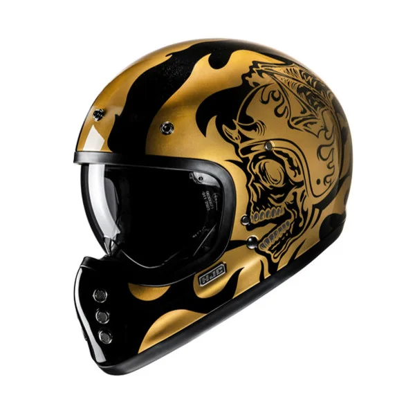 Casco Hjc V60 Flame Negro Gris Dorado |17470906|