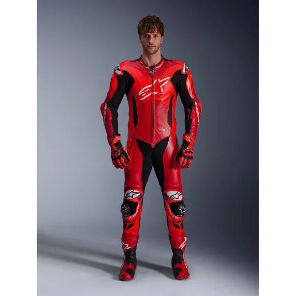 Mono Alpinestars Cuero Gp Plus V4 Sprint 1Pc Rojo Fluor Blanco |3150225-3087|