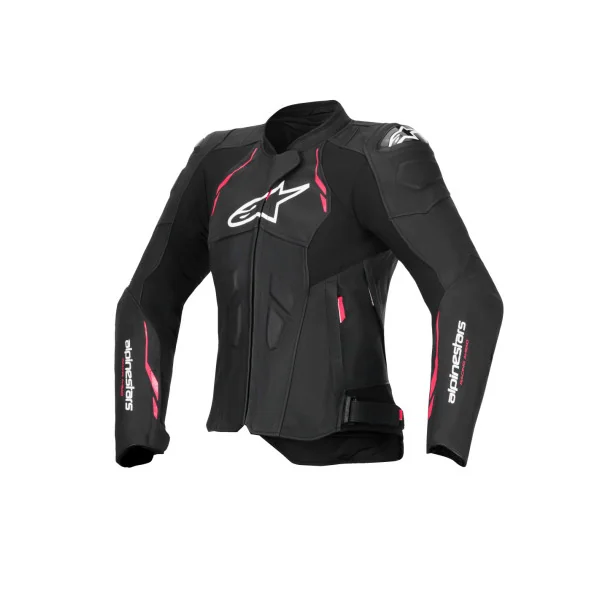Chaqueta Alpinestars Mujer Dusk Leather Negro Diva Rosa Blanco