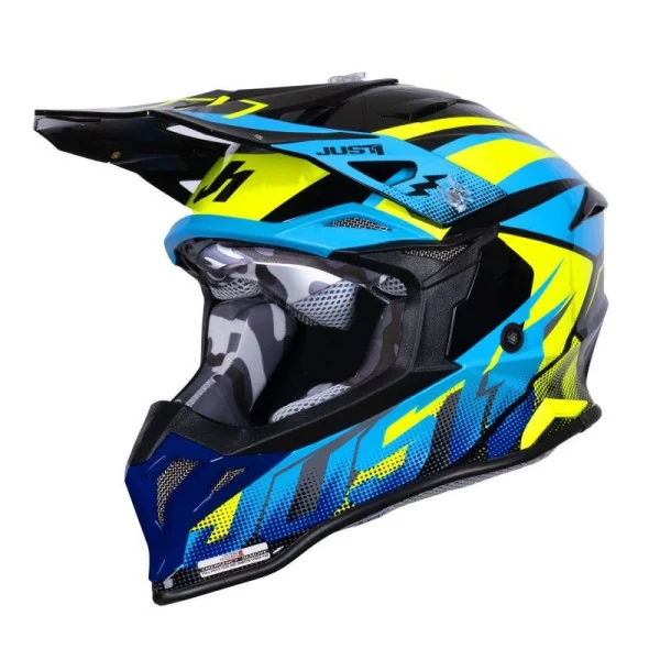 Casco Just1 J-39 Revo Azul Amarillo Fluor Negro |60600401120080|