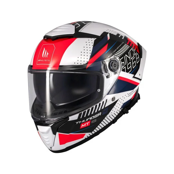 Casco MT Thunder 4 Sv Luminence Blanco Negro Rojo Brillo |1308C38A171|